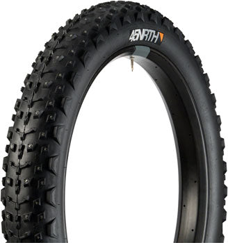 45NRTH Dillinger 4 Tire - 26 x 4, Tubeless, Folding, Black, 120 TPI, 240 Concave Carbide Aluminum Studs
