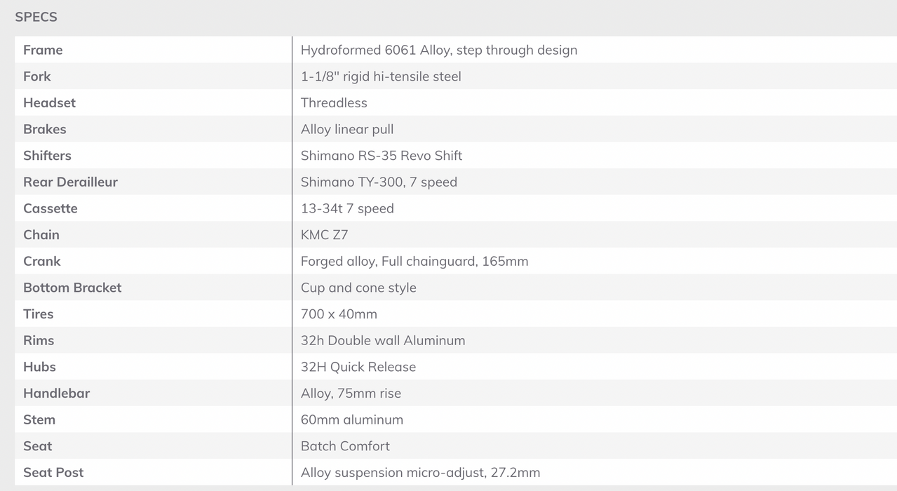 Batch The Step-Thru Comfort Bike Shimano Tourney