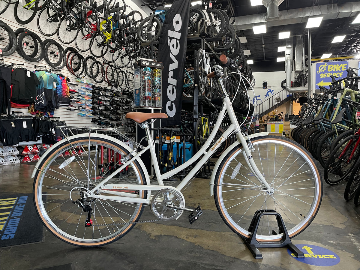 Retrospec Beaumont 7-Speed Step-Thru City Bike Eggshell — Playtri