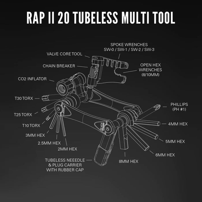 Lezyne Rap II - 20 Tubeless Multi-Tool Black