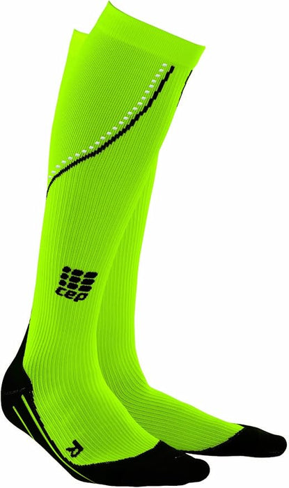 CEP Women's Progressive + Night Running Compression Socks - Neon Green/Reflective