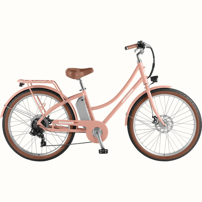 Retrospec Beaumont Rev 2 7-Speed City Bike Shimano Tourney E-Bike - Blush 2024