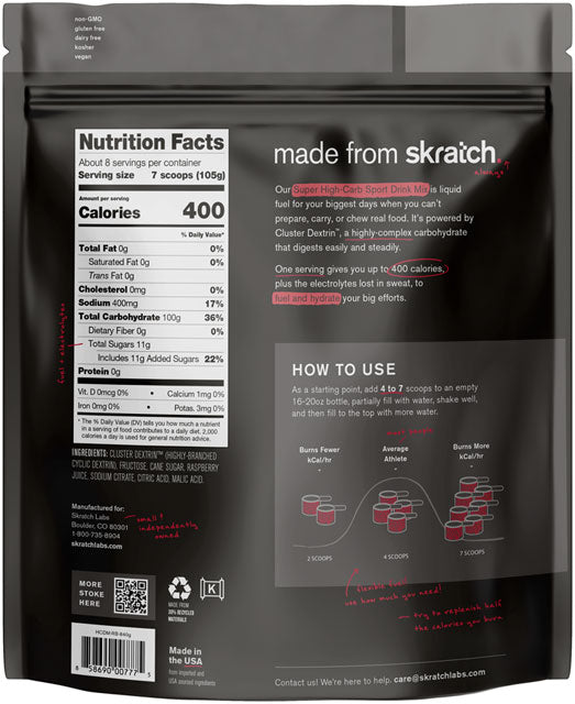 Skratch Labs Super High-Carb Drink Mix 8 Servings - Raspberry