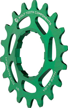 Wolf Tooth Single Speed Aluminum Cog: 18T, Compatible with 3/32" Chains, Green