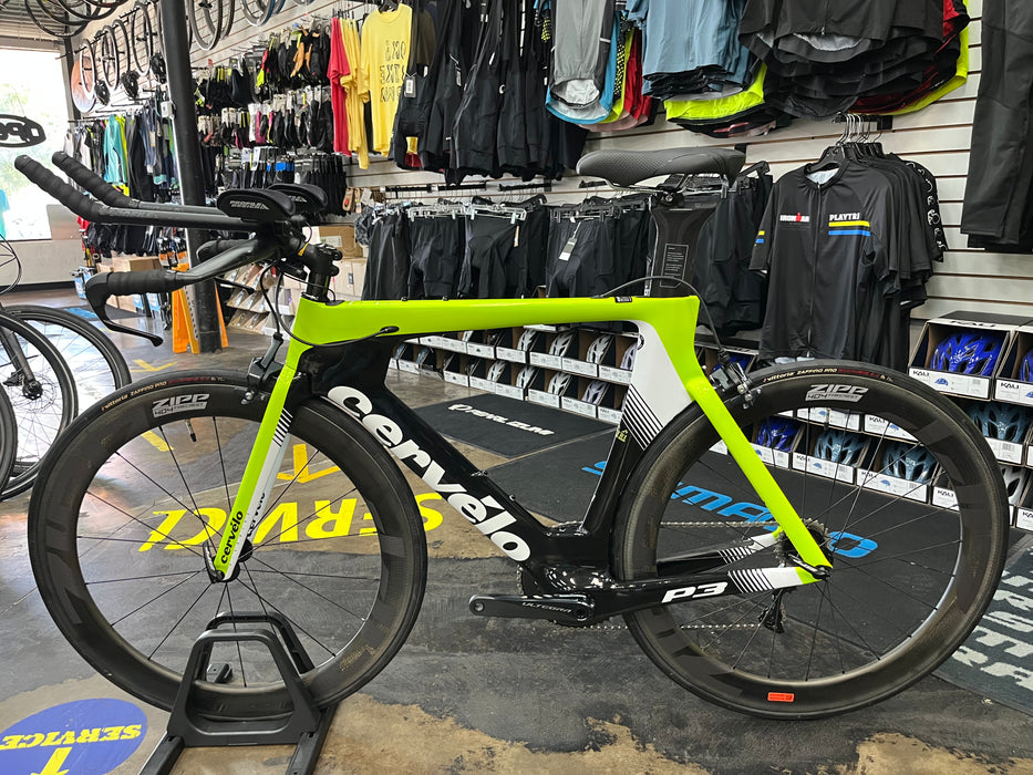Cervelo P3 Shimano Ultegra Di2 w/ ZIPP 404 Firecrest Wheels - Fluoro/Black/Black 2019 DEMO