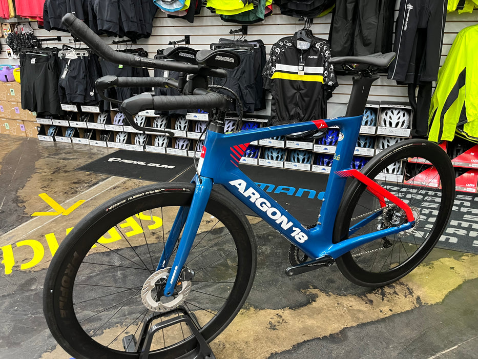 Argon 18 E-117 Disc Shimano Ultegra Di2 11 Speed w/ Profile Design GMR 50 Wheels - Blue 2023