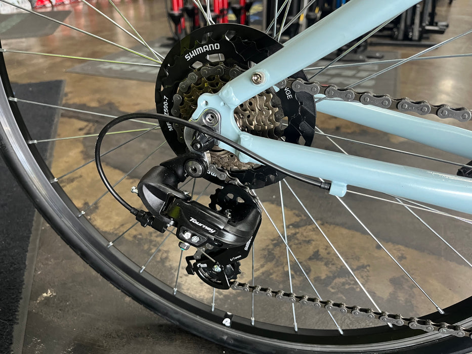Retrospec Atlas Step-Thru Comfort Hybrid Bike Shimano Tourney - Crystal Blue 2022