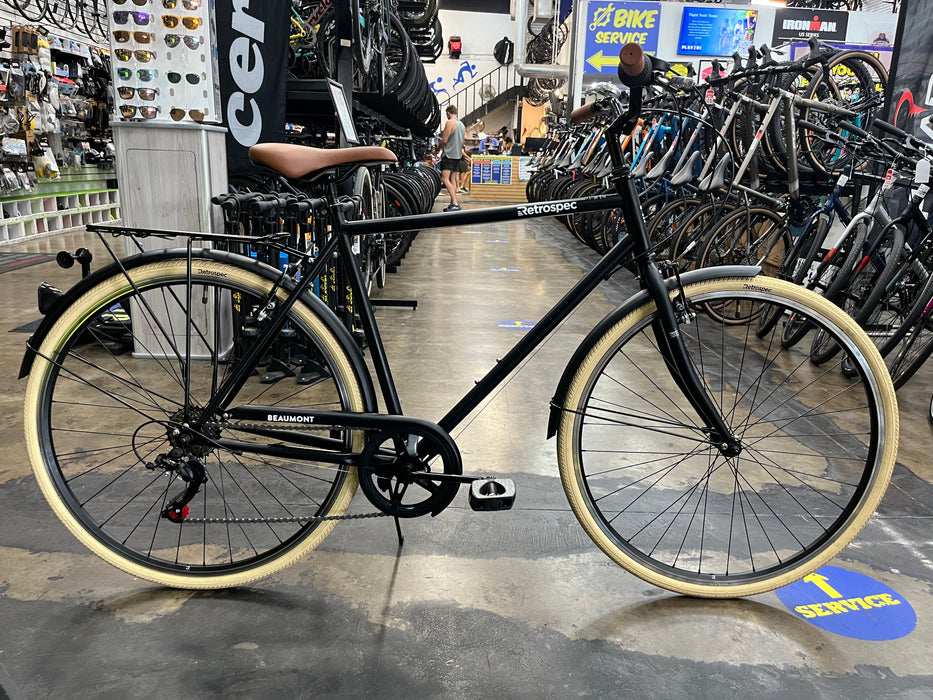 Retrospec Beaumont City Bike - 7 Speed - Matte Black DEMO