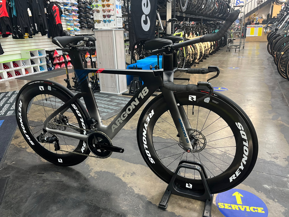 Argon 18 E-118 Tri+ SRAM Rival eTAP AXS 12 Speed - Reynolds AR80 Wheelset (White Lettering) - Black 2023