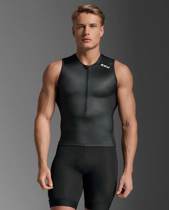 2XU Men's Core Tri Tank Black/White — Playtri