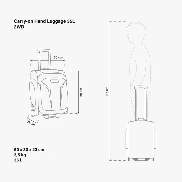 Scicon Cabin Trolley 35L Carry On Suitcase - 2WD