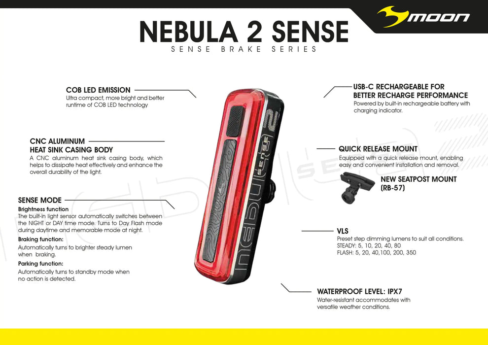 MOON NEBULA-2 SENSE 350LM TAIL LIGHT