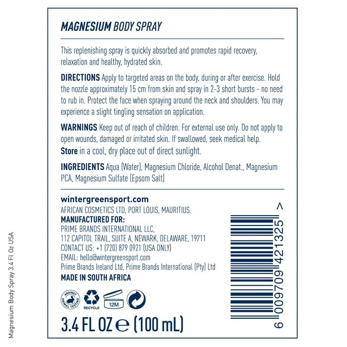 Wintergreen Magnesium Spray 3.4oz