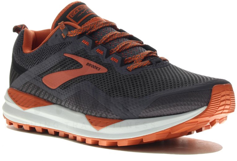 Brooks Men's Cascadia 14 Running Shoes - Black/Gray/Orange Size 8.5
