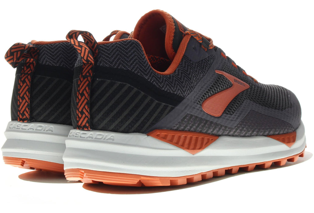 Brooks Men's Cascadia 14 Running Shoes - Black/Gray/Orange Size 8.5
