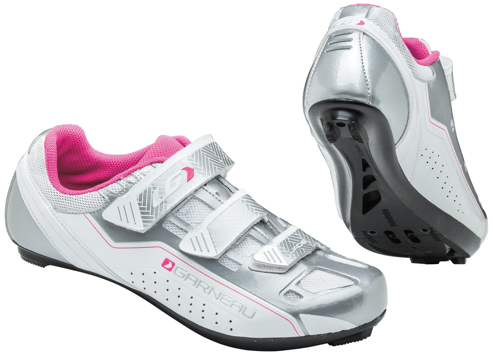 Louis Garneau Women's Jade Cycling Shoes - Size 37, White/Silver/Pink