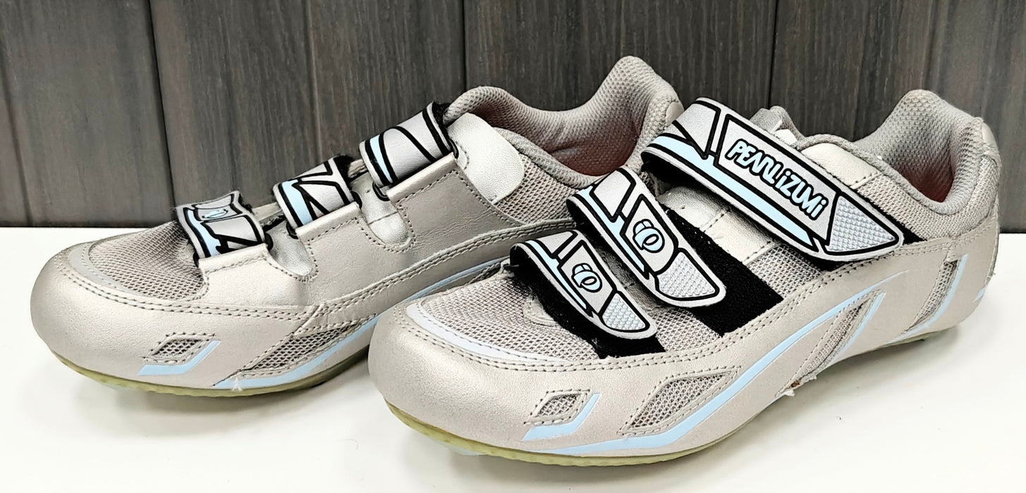 Pearl iZUMi Women's Vagabond R3 Road Cycling Shoes - Size 37, Silver/Light Blue