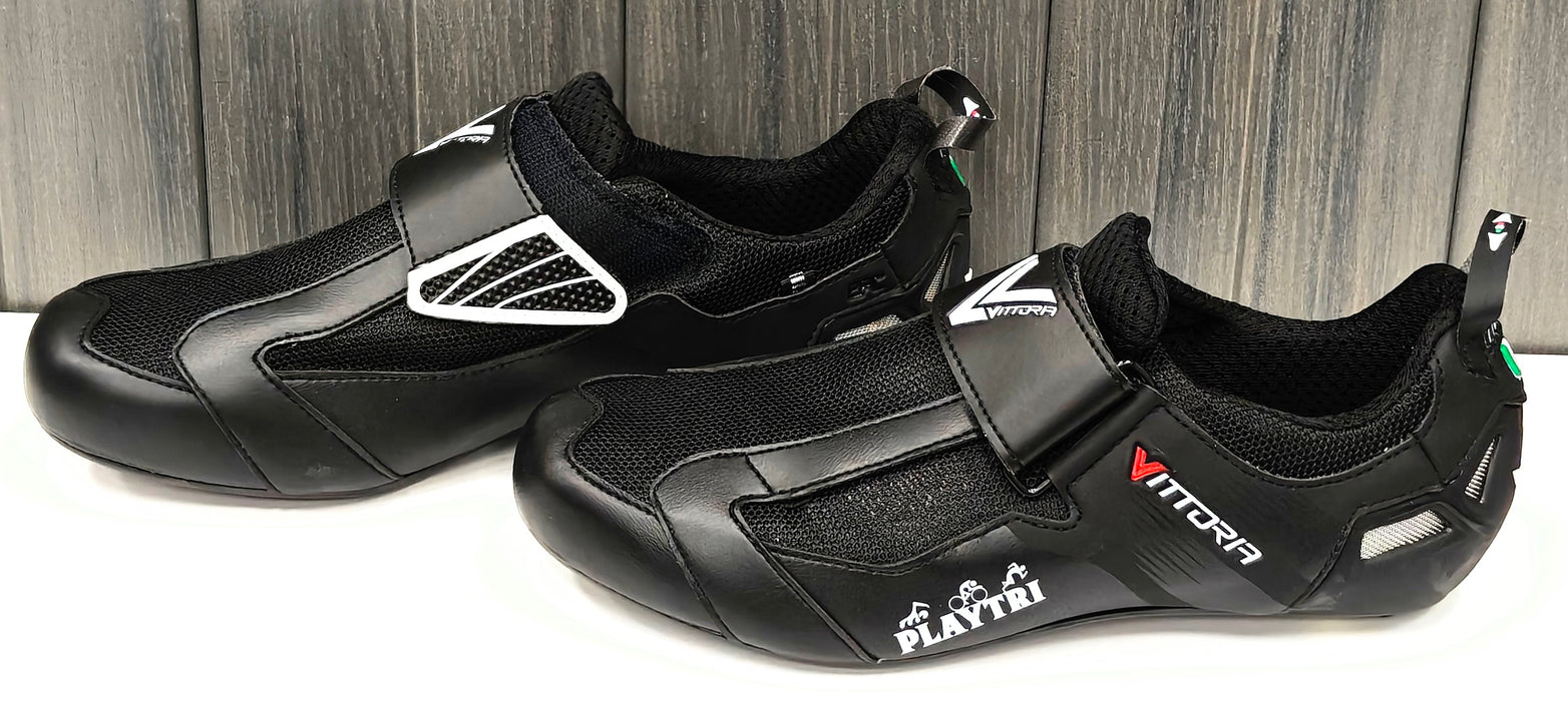 Vittoria Men's PLAYTRI Edition Racing Triathlon Shoes - Carbon Sole, Black, Wide