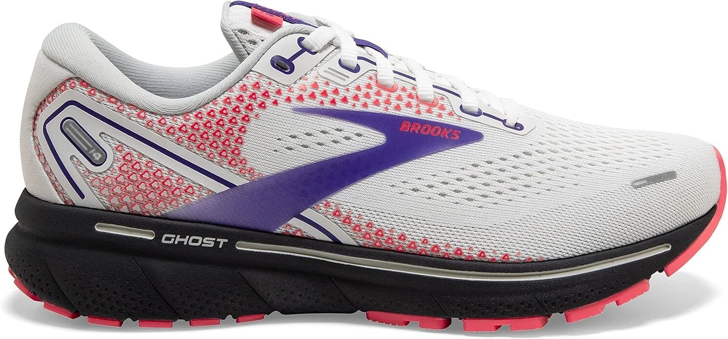 Brooks Women's Ghost 14 Running Shoes - White/Purple/Coral Size 11.5