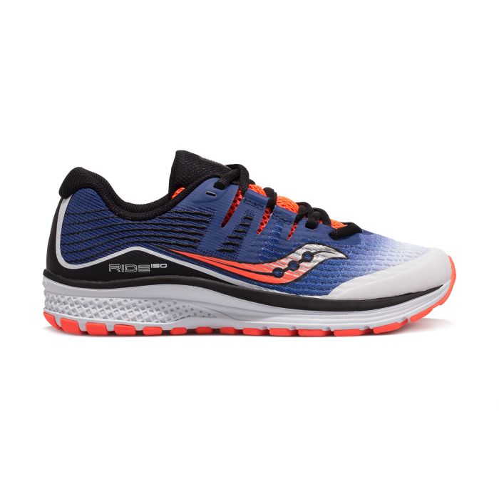 Saucony Ride ISO Boy's Running Shoe - Grey/Blue/ViZiRed