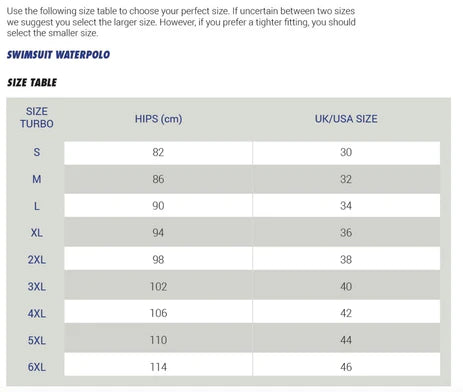 TURBO Men's Water Polo Swimsuit Jeans Turbo