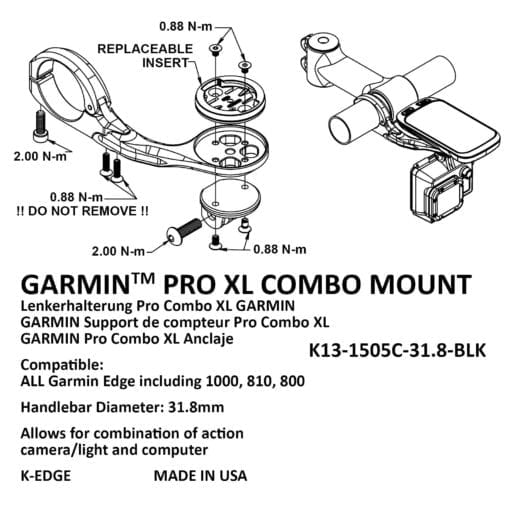 K-Edge Garmin XL Combo Mount 31.8mm Black