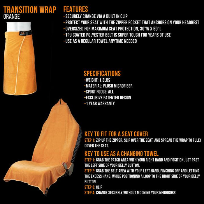 Playtri Orange Mud Transition Wrap Changing Towel and Seat Cover