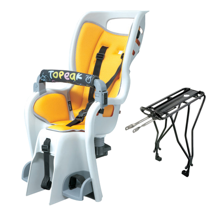 Topeak Baby Seat II Child Seat With Disc Mount Compatible Rear Rack - Fits 26", MTX 2.0, Gray/Yellow