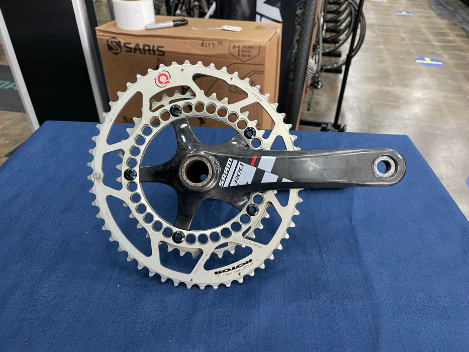 SRAM Red Crankset 11spd 175mm ROTOR Q-Ring 53/40T 130 BCD, GXP 68/70mm, 45.5mm, Carbon Used