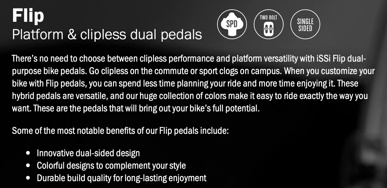 iSSi Flip II Dual-Sided Hybrid Bike Pedals - Silver Dollar