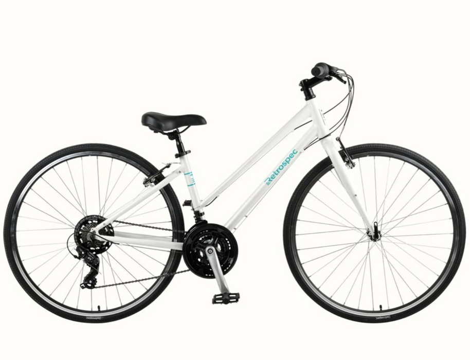 Retrospec Atlas Step-Thru Comfort Hybrid Bike - Matte White 2022