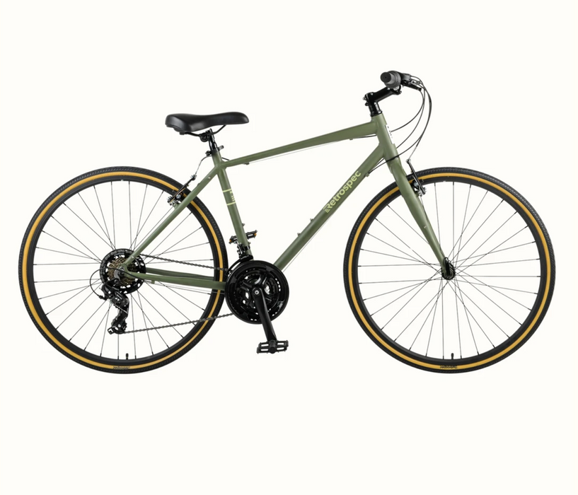 Retrospec Atlas Comfort Hybrid Bike Shimano Tourney - Matte Forest Green 2022
