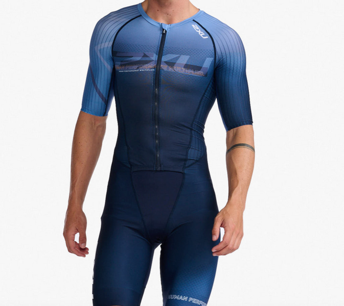 2XU Men's Aero Sleeved Trisuit - Midnight/Turmeric — Playtri