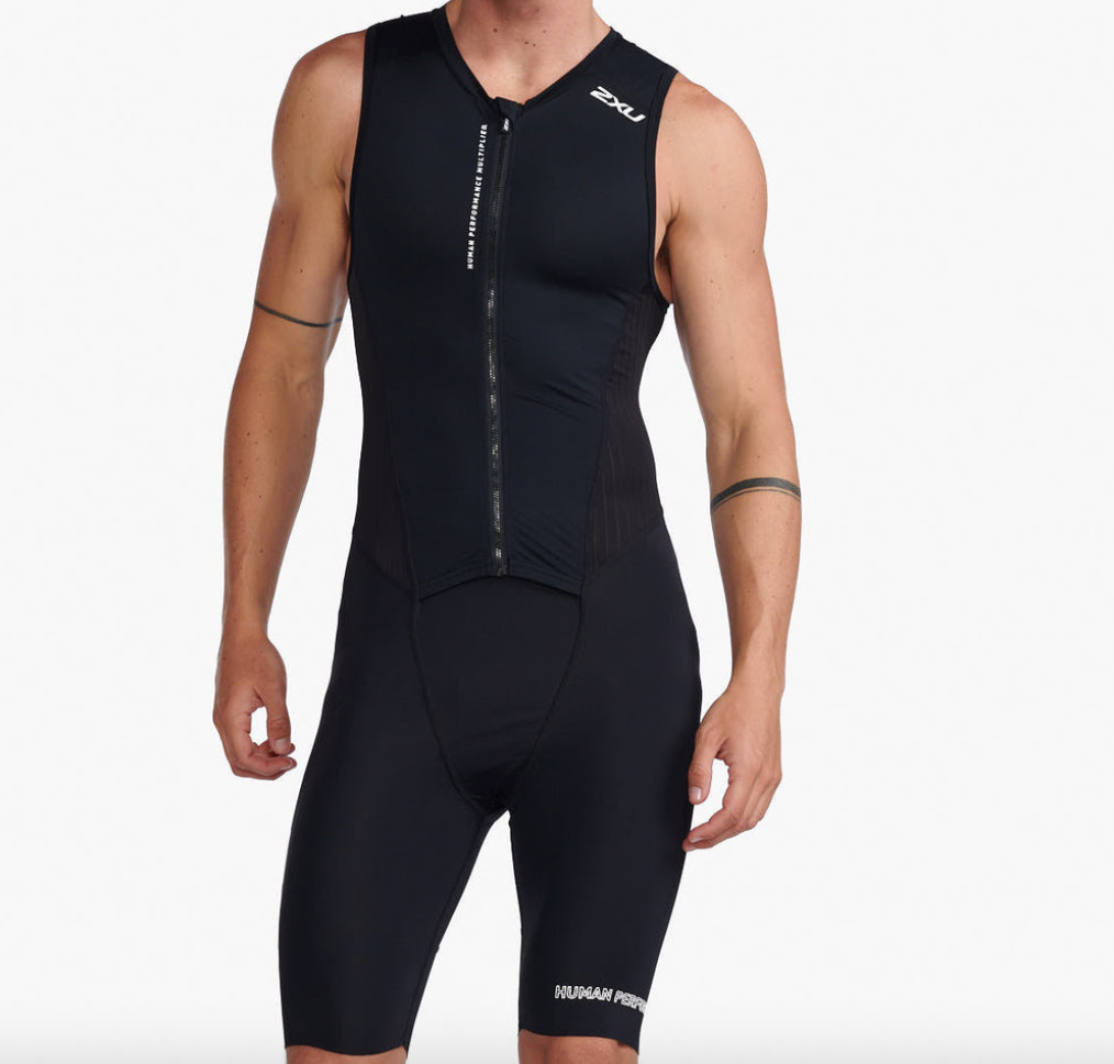 2XU Men's Aero Front Zip Trisuit - Black — Playtri 2XU Men's Aero Front Zip Trisuit - Black — Playtri