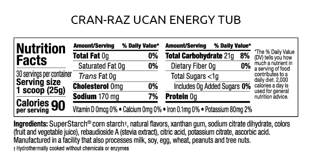 UCAN Energy Powdered Drink Mix-Cran-Raz 26.5oz
