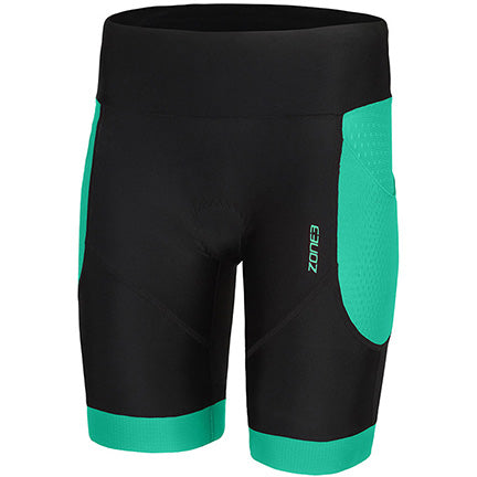 Zone3 Women's Aquaflo Plus Tri Shorts-Black/Mint Green